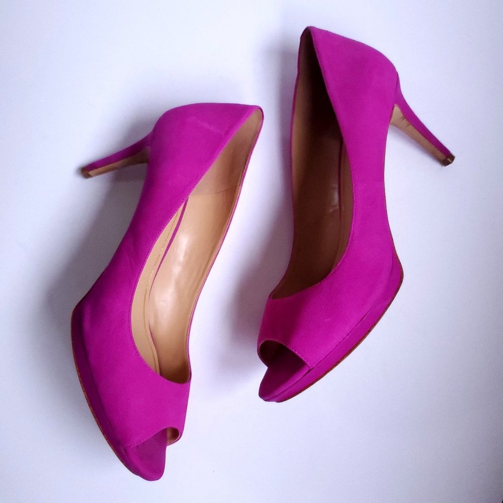 Enzo Angiolini Pink Peep Toe Heels Suede Size 10M